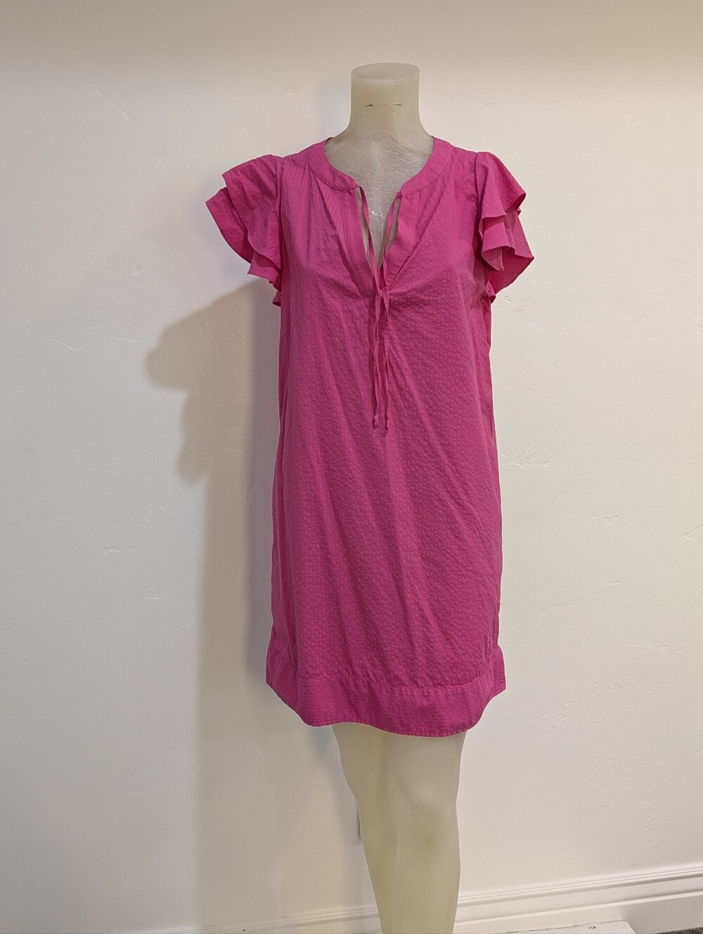 Vineyard Vines Hot Pink Ruffle Sleeve Tunic